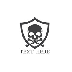 illustration of shield and skull, vector art.