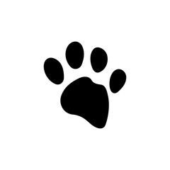 Puppy or kitten pet steps, pawprint tracks isolated black silhouette. Vector, hunting trail of cub wildlife animal. Footsteps on footpath of dog or cat home pet, vet emblem, paw prints mark