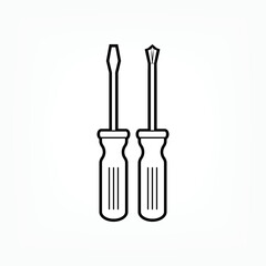 Screwdriver Icon. Repair Tool Symbol in Line Art Style - Vector.   