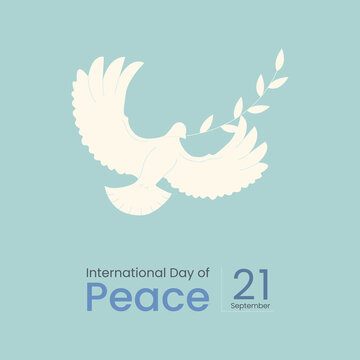 The dove of peace. Poster, postcard for the International Day of Peace.  A symbol of peace. Vector illustration.International Peace Day.Freedom concept and international day of peace. 