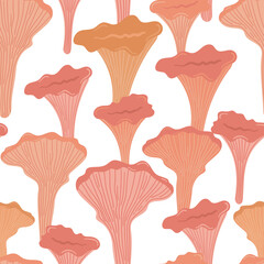 cute different mushrooms with Chanterelle. seamless pattern