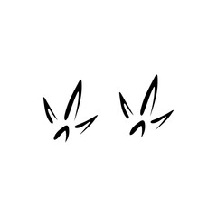 Crane, turkey or chicken steps, footprint traces of livestock bird isolated black silhouette icon. Vector bird animal foot print, sparrow fowl foot marks. Crow or raven, crane pigeon dirty tracks
