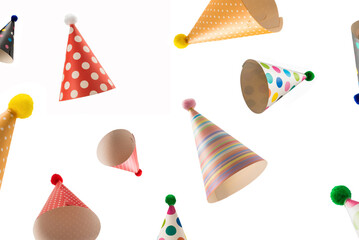 Colorful birthday cap isolated on white