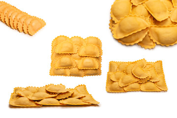 Raw ravioli as background. Healthy italian food.