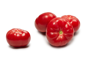 Red fresh tomato isolated on white background.