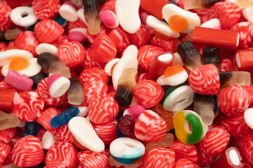 Tasty mix of jelly colorful candies.