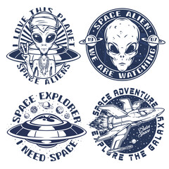 Obraz premium Space war set emblems monochrome