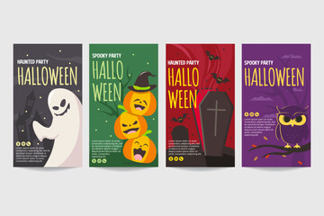 Happy halloween banner set template colorful