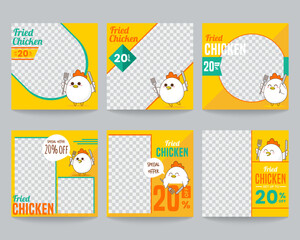 food social media post template with cute animal