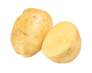 single potato isolated on white. the entire image in sharpness.