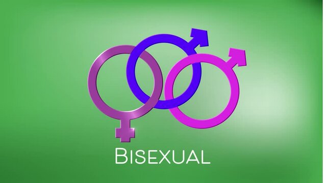 Animation of bisexual text over bisexual symbol