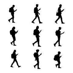 Student Walking smartphone Silhouette
