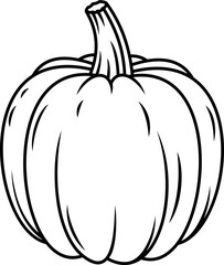 Pumpkin vegetable food and farm harvest veggie, vector line icon. Pumpkin outline, food cooking ingredient, farm market product and vegetarian or vegan cuisine eating