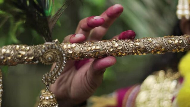 Lord Krishna in playing flute Slow Motion blurred | Indian Hindu God - Krishna, Vrindavan 