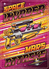 Alien weapons poster colorful vintage © DGIM studio