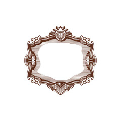 Retro frame vintage ornamental border isolated pastel sign. Vector pattern, decorative element of wedding card, scrolls, scrapbooking and menu decor, treasure map, rectangle border sketch icon