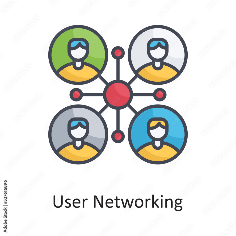 Poster user networking filled outline vector icon design illustration on white background. eps 10 file