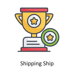 Shipping Ship Filled Outline Vector Icon Design illustration on White background. EPS 10 File