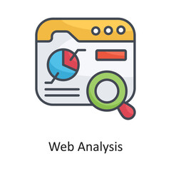 Web Analysis Filled Outline Vector Icon Design illustration on White background. EPS 10 File