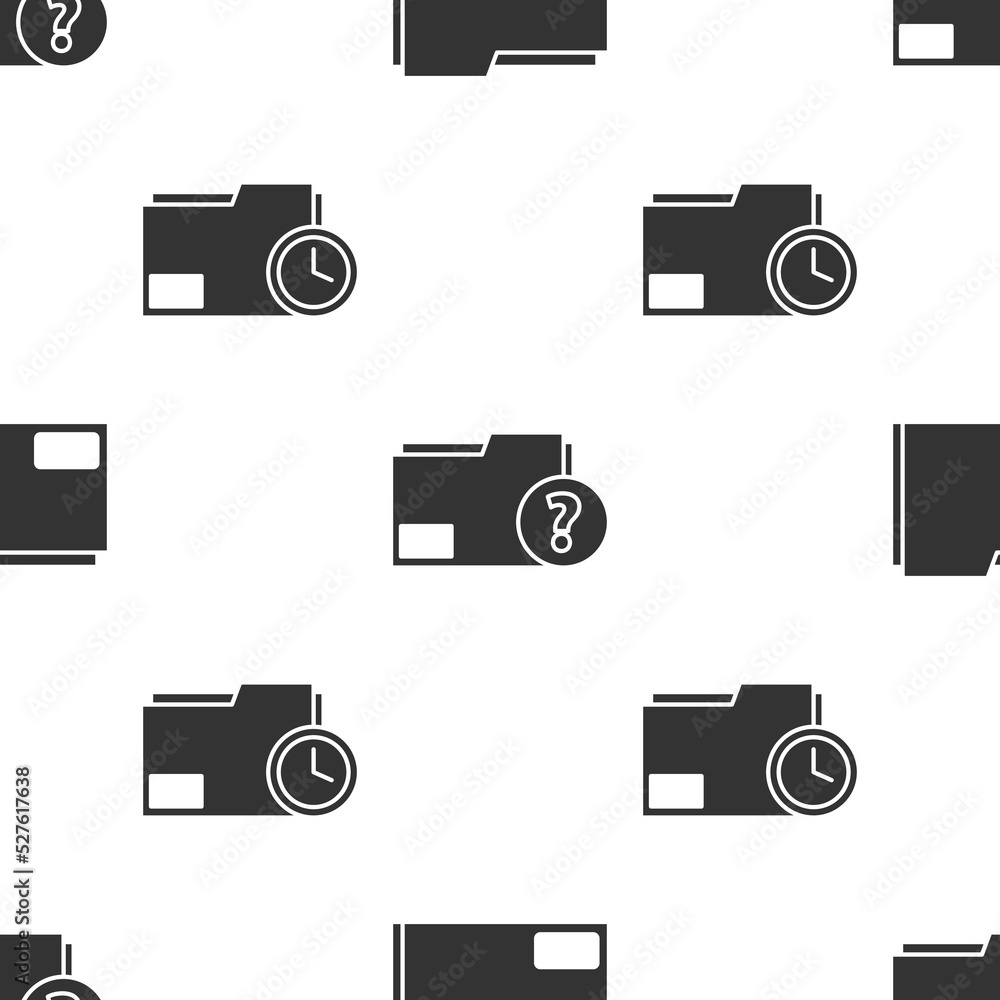 Fototapete set document folder, unknown document folder and document folder with clock on seamless pattern. vec