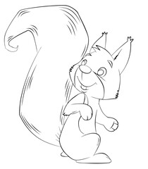 Squirrel. Element for coloring page. Cartoon style.