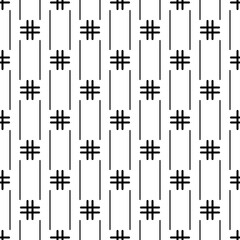 Lines, crosses seamless pattern. Stripes, hashtags print. Ethnic illustration. Linear background. Abstract ornament. Strokes, signs wallpaper. Line, cross shapes backdrop. Textile print, vector work