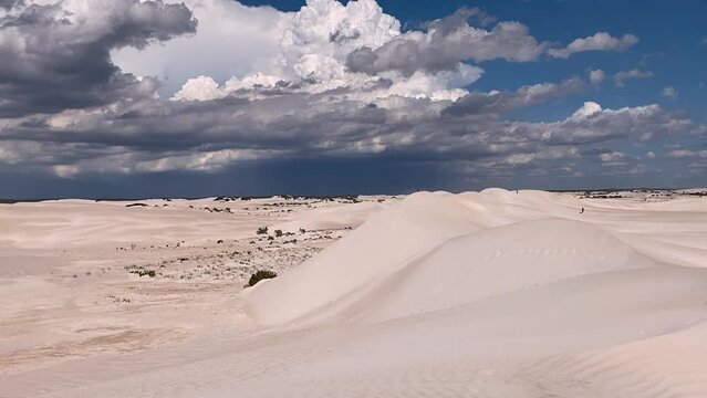 Panorama view of white sand Lancelin dunes desert landscape in Western Australia