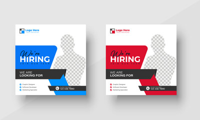We are hiring job vacancy social media post or square web banner template
