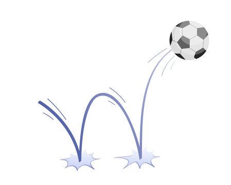 Vecteur Stock Bouncing football game ball with trajectory jumps on the  ground. Soccer accessories. Bounce ball. Sport playing equipment.  Inflatable football game symbol. Flat vector isolated design element |  Adobe Stock