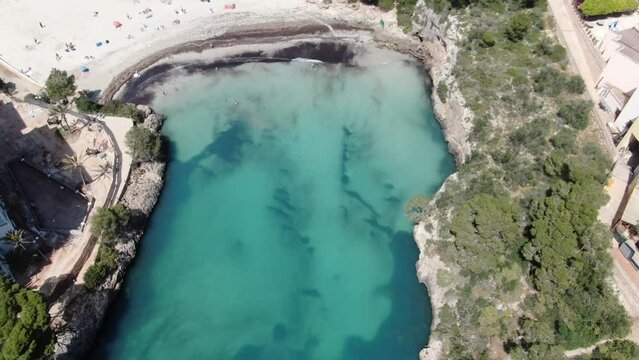 Cala Ferrera Majorca beautiful panoramic view of a beach in the seacost of the island of Mallorca. Consept of holiday, summer, relax and enjoy	