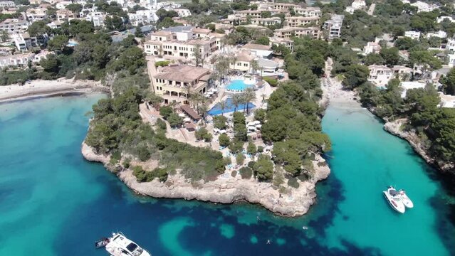 Cala Ferrera Majorca beautiful panoramic view of a beach in the seacost of the island of Mallorca. Consept of holiday, summer, relax and enjoy	