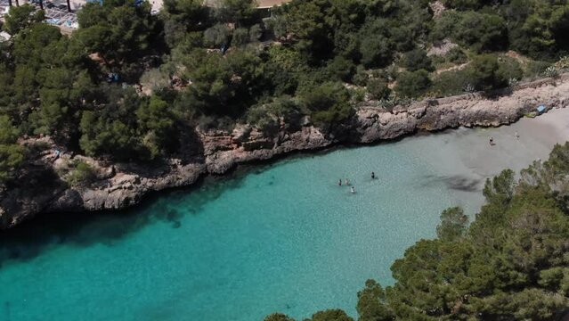 Cala Ferrera Majorca beautiful panoramic view of a beach in the seacost of the island of Mallorca. Consept of holiday, summer, relax and enjoy	