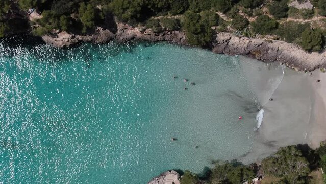Cala Ferrera Majorca beautiful panoramic view of a beach in the seacost of the island of Mallorca. Consept of holiday, summer, relax and enjoy	