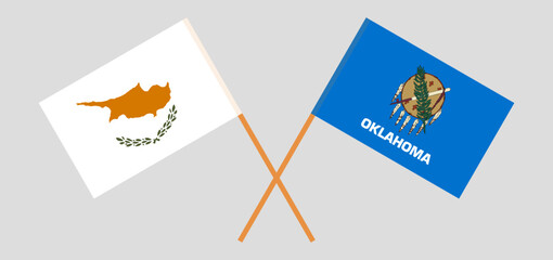 Crossed flags of Cyprus and The State of Oklahoma. Official colors. Correct proportion