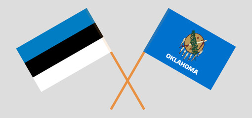 Crossed flags of Estonia and The State of Oklahoma. Official colors. Correct proportion