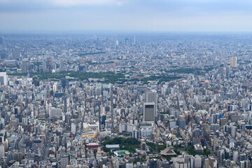 Fototapeta na wymiar 夏の午後に東京スカイツリーから上野方面を望む
