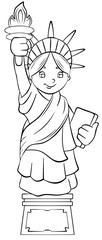 Statue of liberty. Element for coloring page. Cartoon style.