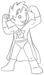 Superhero. Element for coloring page. Cartoon style.