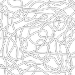 Vector seamless texture. Black texture twisted rope. White background.