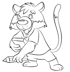 Tiger. Element for coloring page. Cartoon style.