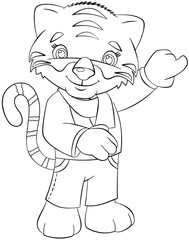 Tiger. Element for coloring page. Cartoon style.