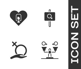 Set Gender equality, Heart with female, Female gender and Feminist activist icon. Vector