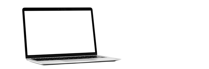 modern laptop computer on the tabl on the white background - obrazy, fototapety, plakaty