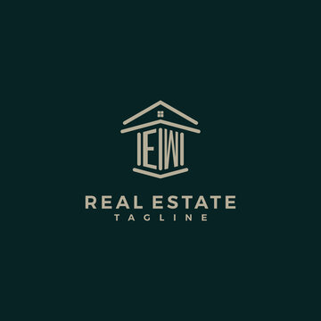 Initial Letter EW  Home House Logo Design. Real Estate Logo Concept. Vector Illustration