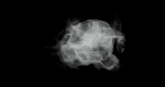 Top view or flat lay of 3d render of looping quick steam or smoke for video overlay effects. 