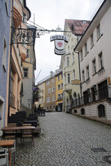Obraz premium A street in old town in Lindau, Bodensee lake, Germany