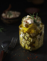 Cottage cheese feta marinated in olive oil	