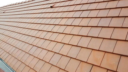 Toit et tuiles rouges de profil © shosmikov