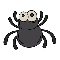 Happy halloween black spider icon.
