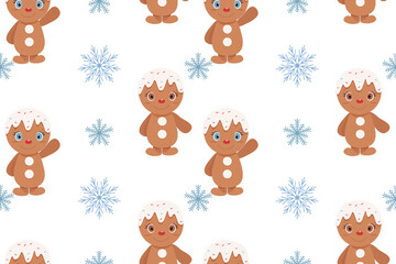 Seamless repeat pattern christmas cookies men